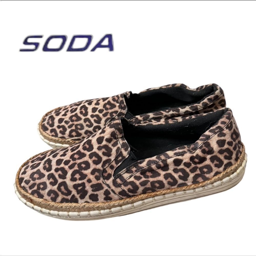 Soda Women's Leopard Print Slip-on Espadrille Sneakers 8